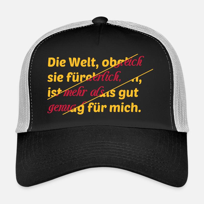 Welt Spruch Abstrakt Schrift farbig Geschenkidee - Trucker Cap - Schwarz/Steingrau