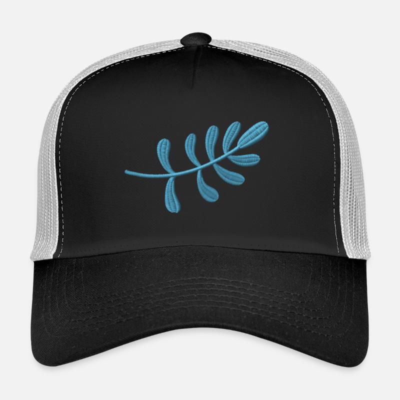 Light blue leaf embroidered Trucker Cap
