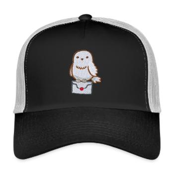 Harry Potter Hedwig Mit Briefumschlag Stick-Design - Trucker Cap - Schwarz/Steingrau - Vorne