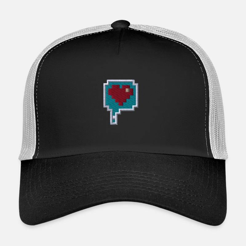Pixelherz - Trucker Cap - Schwarz/Steingrau
