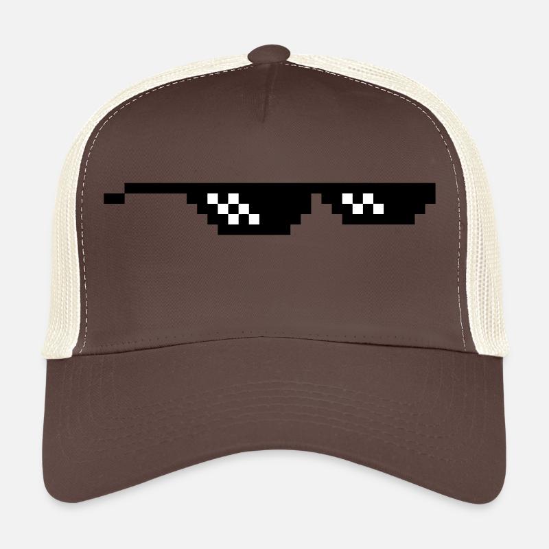geek glasses pixel internet meme fun Trucker Cap