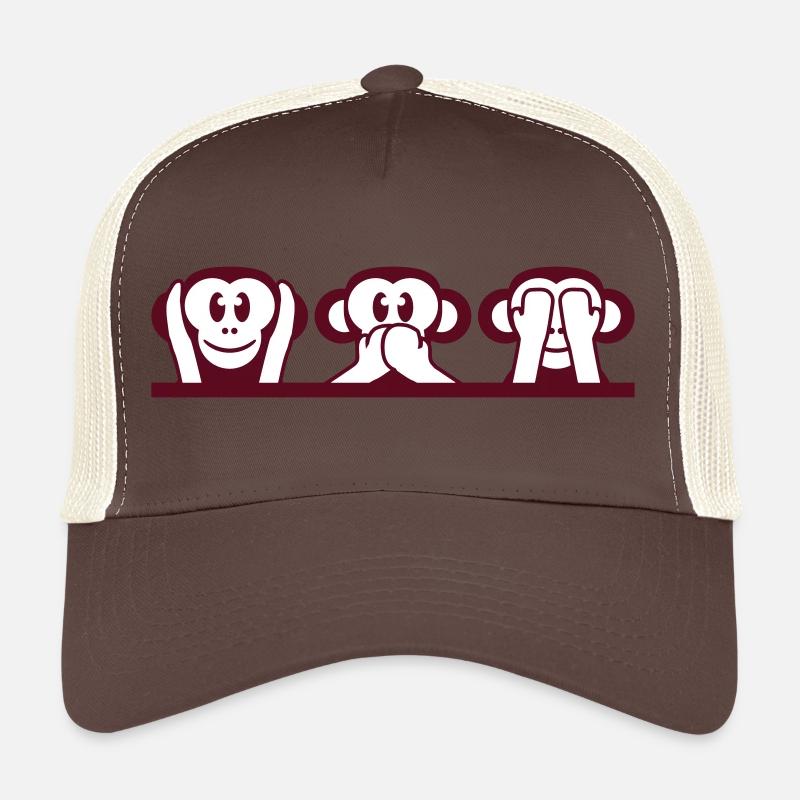 3 Wise Monkeys Hear Nothing Say See Monkey Fun Trucker Cap