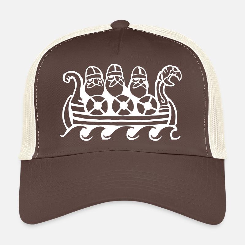 Wikinger im Boot - Trucker Cap - Braun/Beige