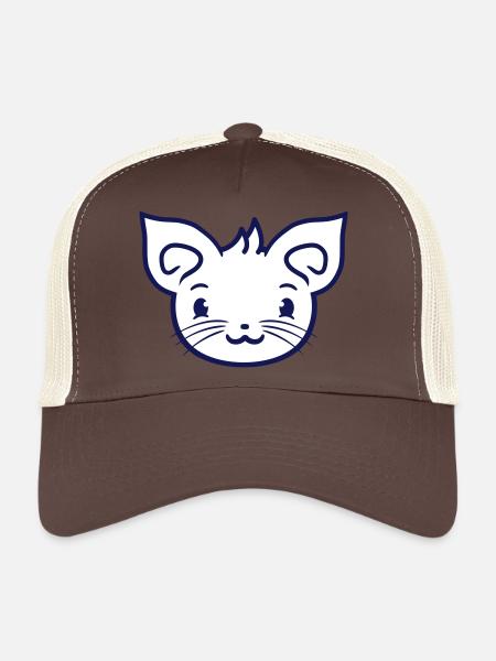 chat mignon a l’air heureux souriant chaton amusant - Casquette trucker  - marron/beige - Devant