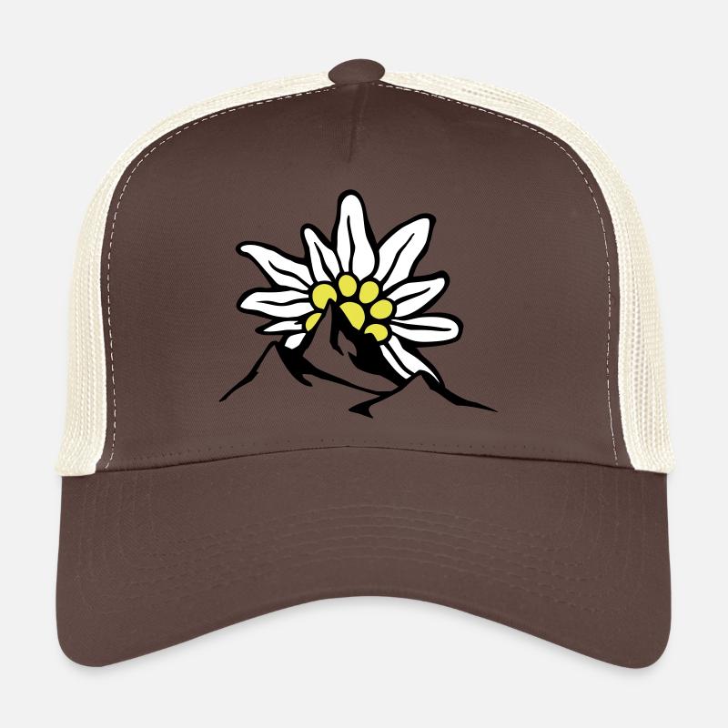 bergpanorama_mit_aufgehender_edelweissso - Trucker Cap - Braun/Beige