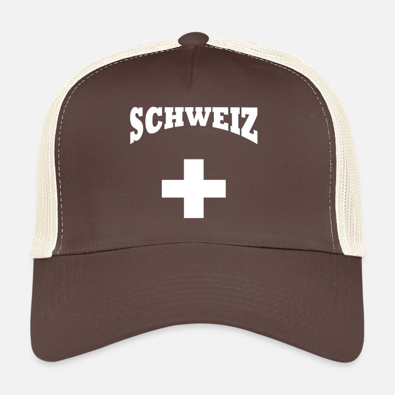 Schweiz + Kreuz - Trucker Cap - Braun/Beige