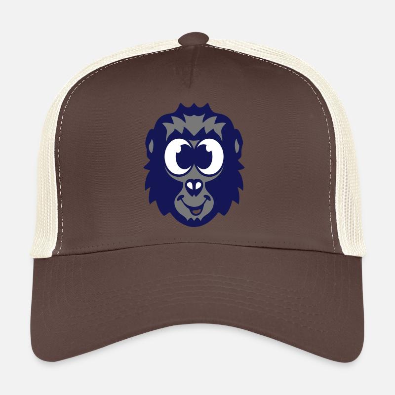 Gorilla Cartoon Tiere Kind 711 - Trucker Cap - Braun/Beige