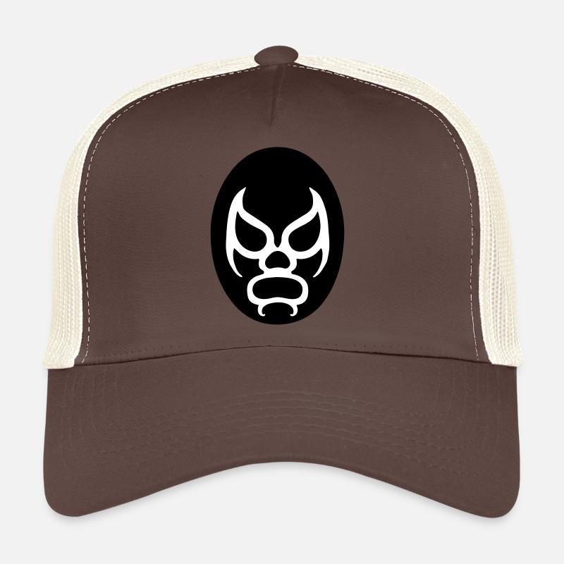 lucha libre wrestling mask geek bad angry - Trucker Cap - Braun/Beige