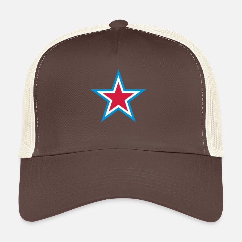 Etoile bleu blanc rouge - Casquette trucker  - marron/beige