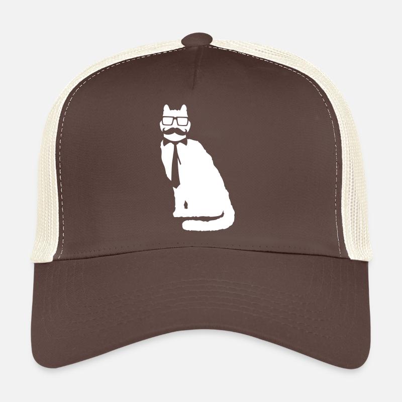 Schlaue Nerd Katze Hornbrille Geek Krawatte Brille Trucker Cap