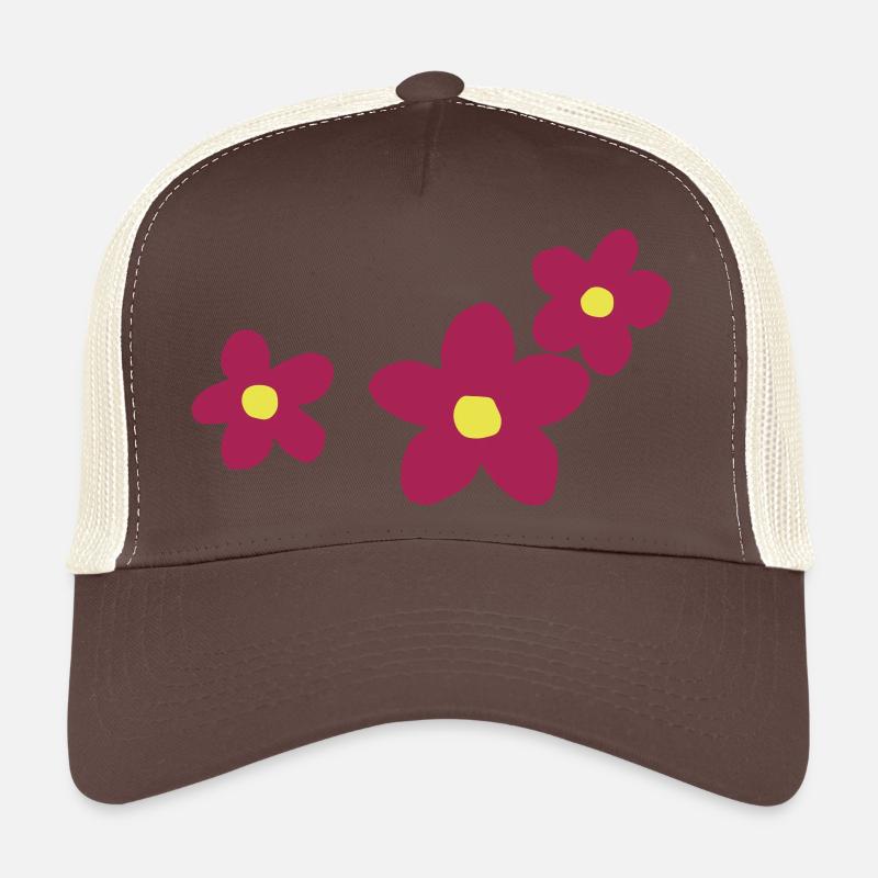 Three Flowers - Trucker Cap - Braun/Beige