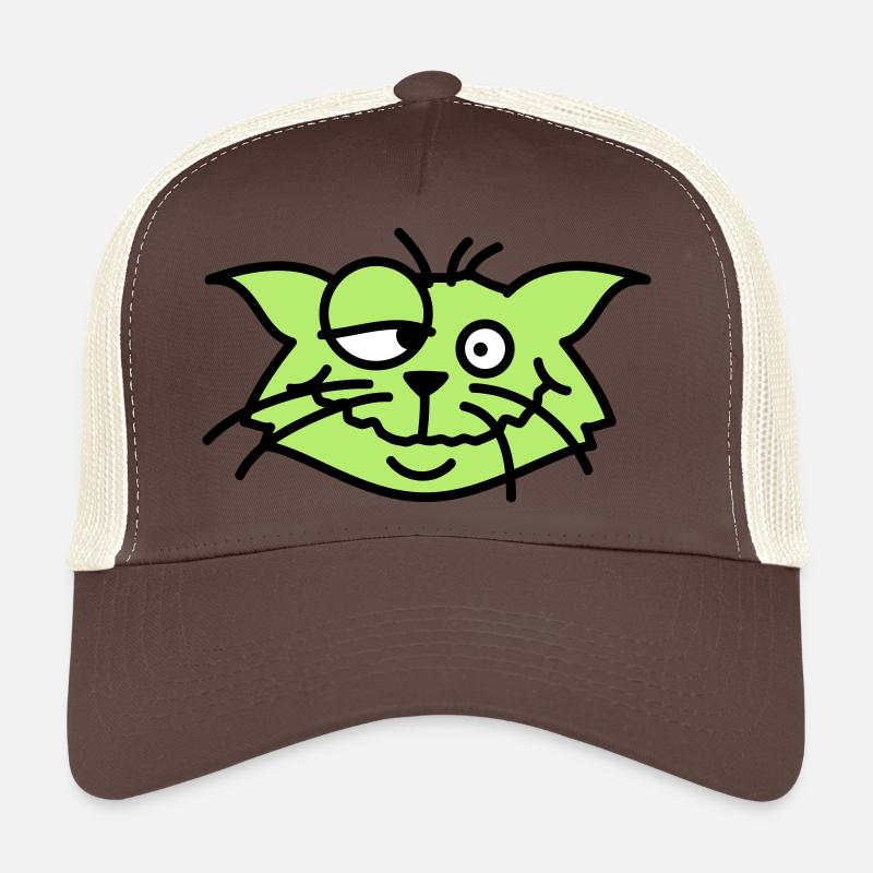 Confused Cat Squints Funny Crazy Grimace Trucker Cap
