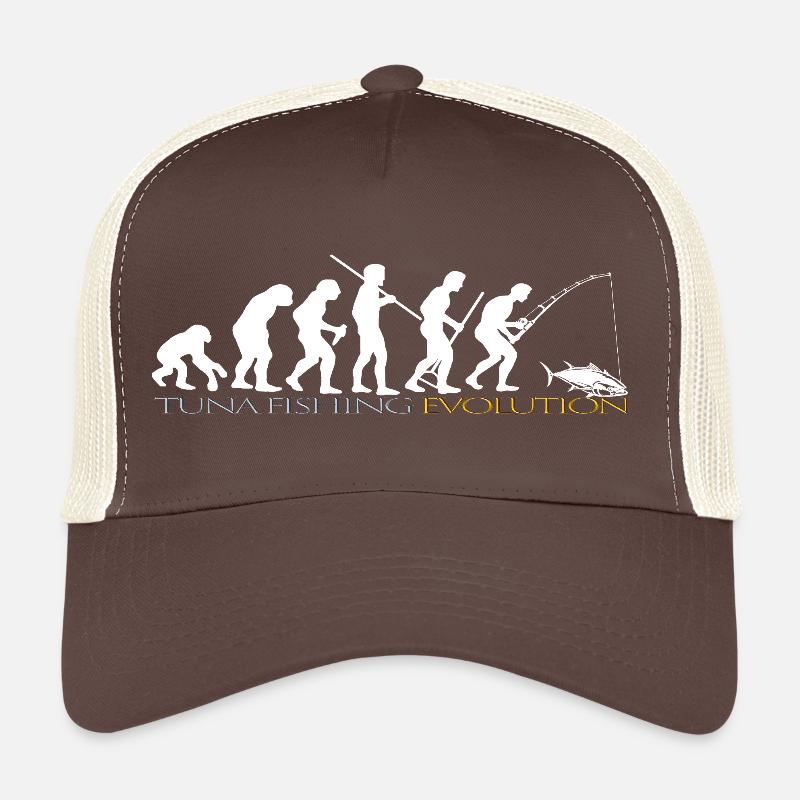 EVOLUTION DE LA PÊCHE (version blanche) - Casquette trucker  - marron/beige