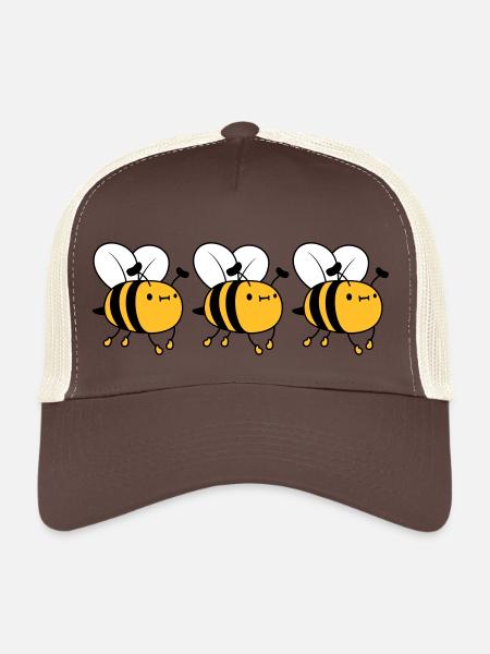 3 abeilles occupées - Casquette trucker  - marron/beige - Devant