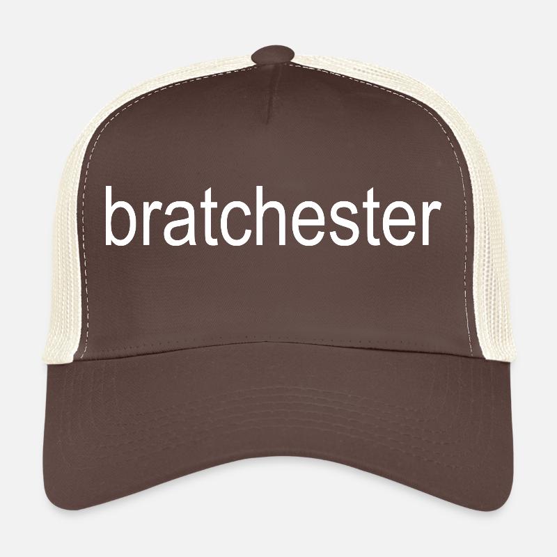 bratchester white text 5000 Trucker Cap