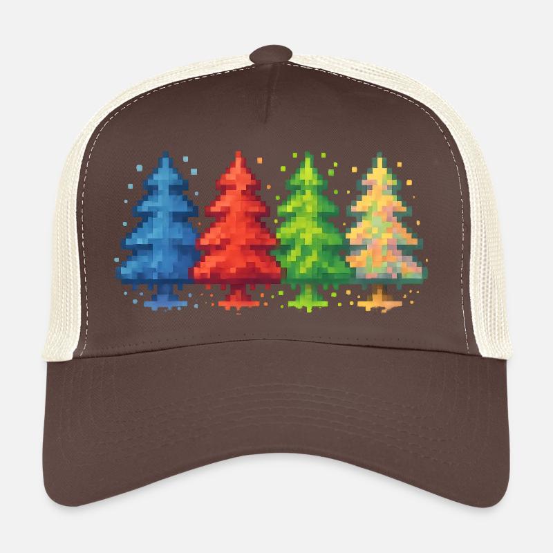 Pixel Forest Jeu du sapin de Noël Casquette trucker 