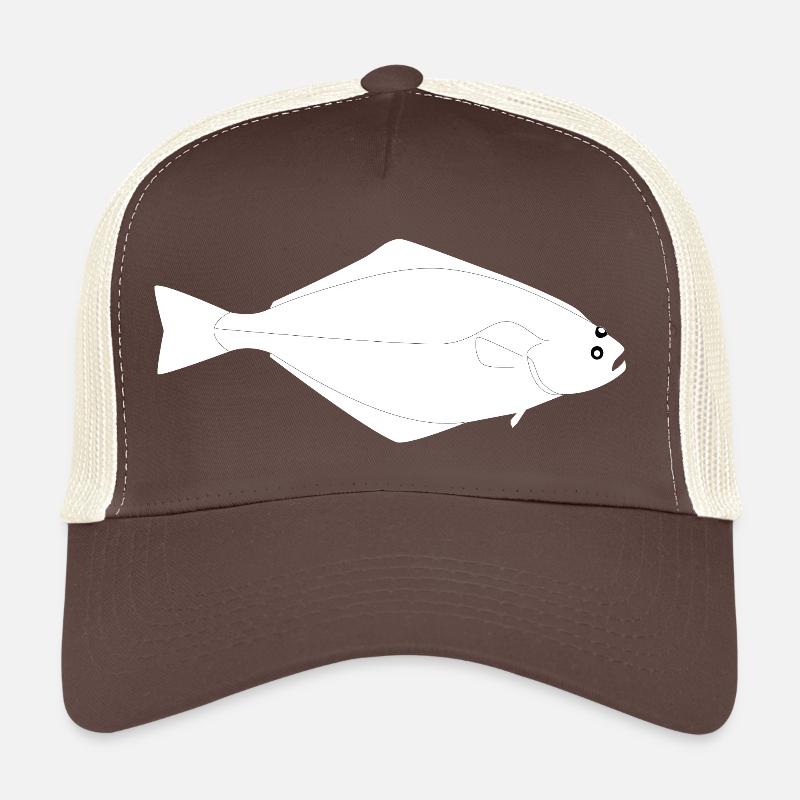 Heilbutt Vollformat weiß - Trucker Cap - Braun/Beige