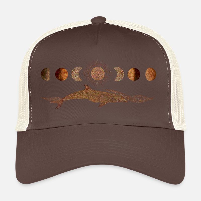 Delfin mit goldenen Mondphasen im mystischen Boho  Trucker Cap