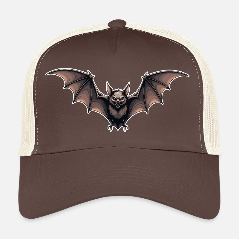 Bat Night Flight Emblem - Trucker Cap - brown/beige