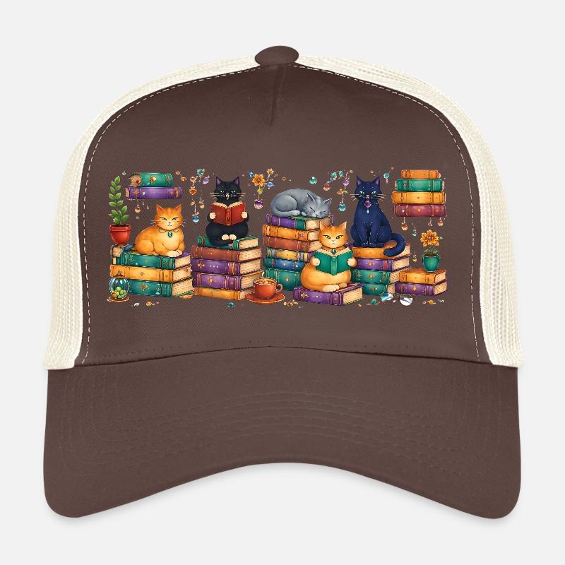 Lesende Katzen mit Bücherstapeln Trucker Cap