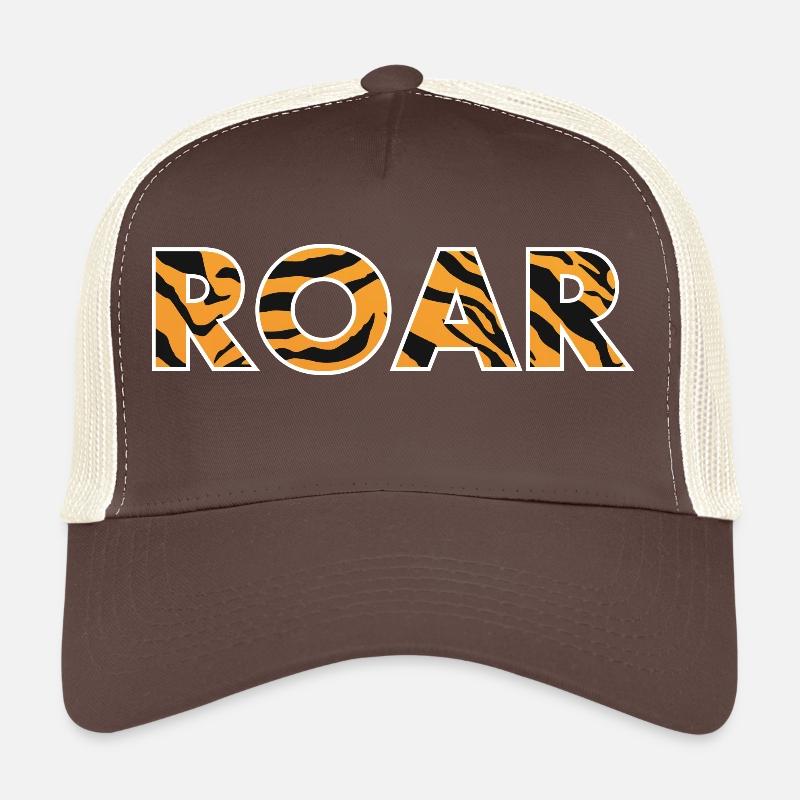 ROAR roar lettering tiger pattern stripes - Trucker Cap - brown/beige