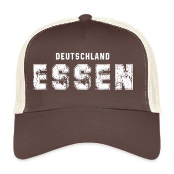 Deutschland Essen - Verwaschenes Textdesign - Trucker Cap - Braun/Beige - Vorne