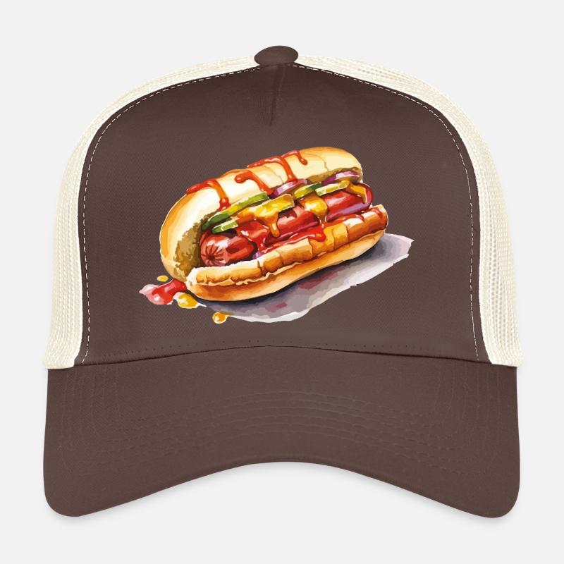 Illustration de hot-dogs en couleur Casquette trucker 