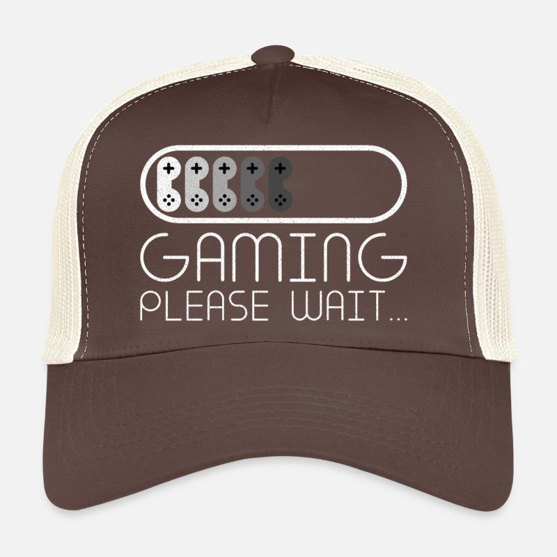 GAMING Please Wait Funny Gamer Loading Recovered Trucker Cap