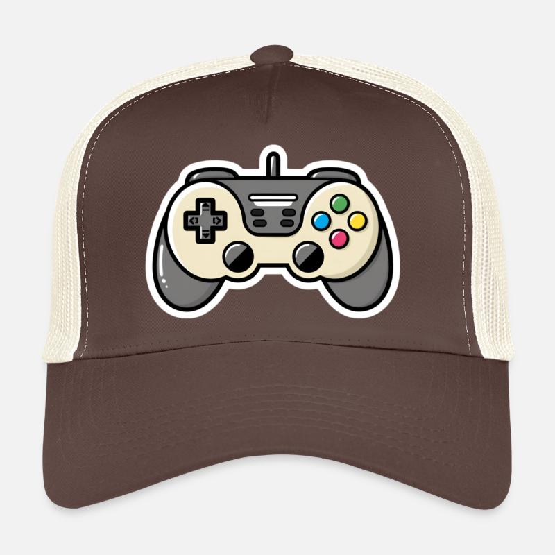 Controller Konsole Gamer Geschenk Comic Style Süß - Trucker Cap - Braun/Beige