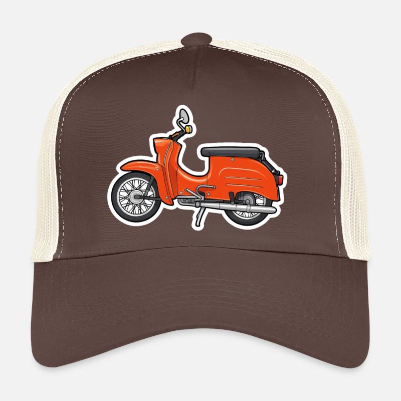 Retro Orange Simson Schwalbe Design - Trucker Cap - Braun/Beige