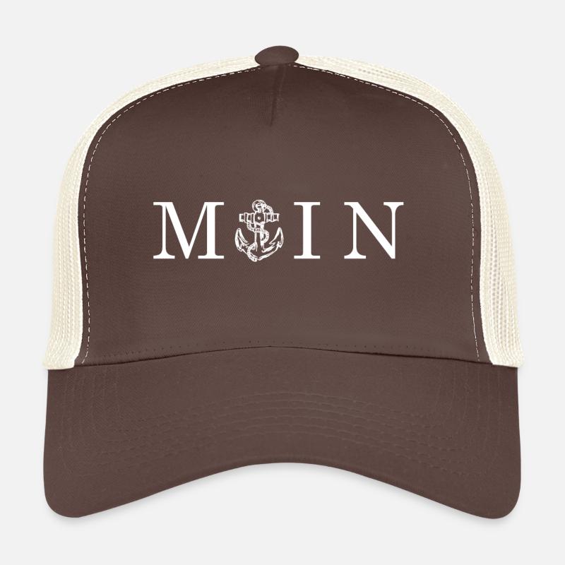 MOIN mit maritimen Anker, weiß - Trucker Cap - Braun/Beige