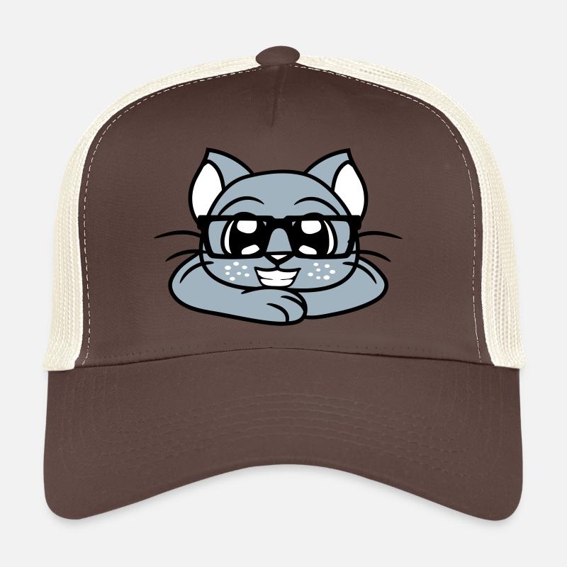 Smart Nerd Cat Lunettes à monture en corne Geek Kitten Casquette trucker 
