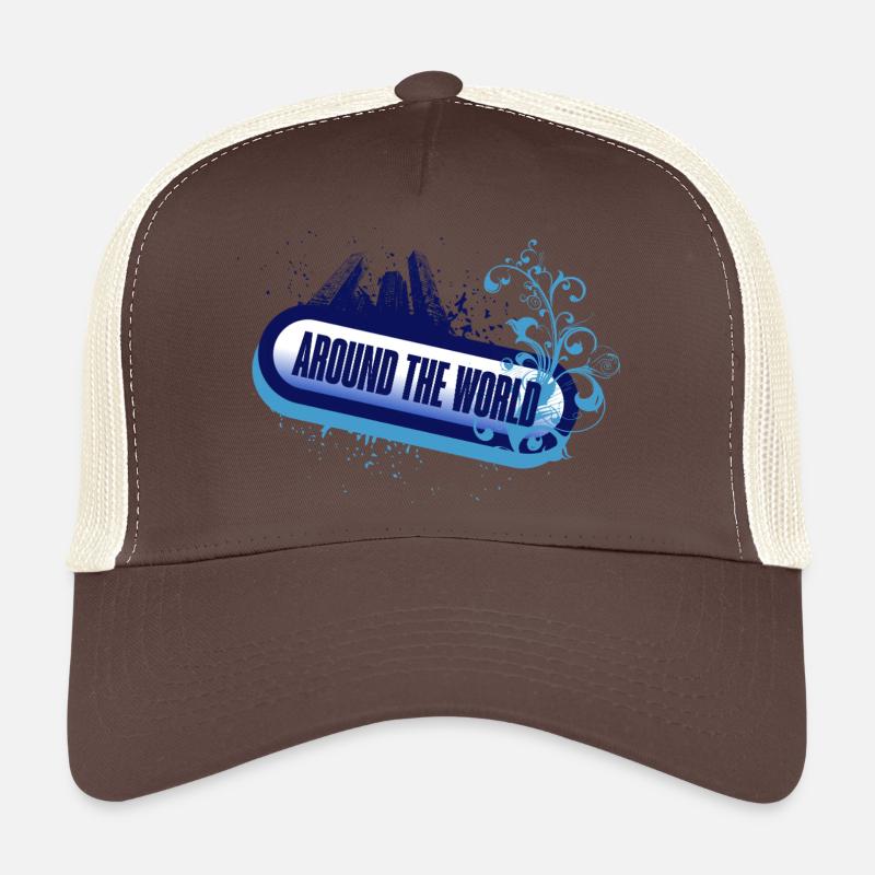 Around the World – Floral Blue Foam Trucker Cap