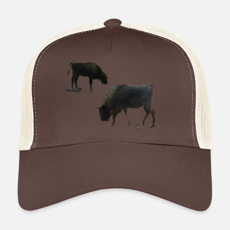 Wisent mit Jungtier - Trucker Cap - Braun/Beige