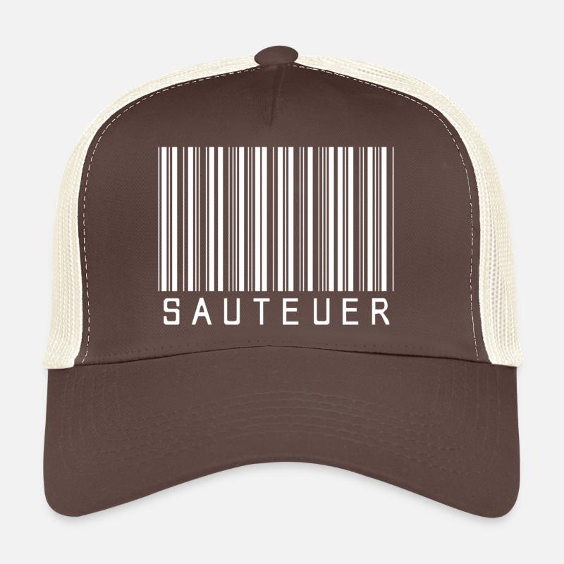 Code-barres « SAUTEUER » blanc - Casquette trucker - marron/beige