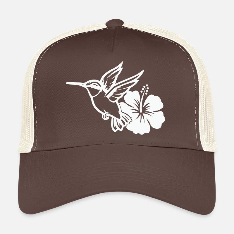 Kolibri Vogel Hibiskus Blume - Trucker Cap - Braun/Beige