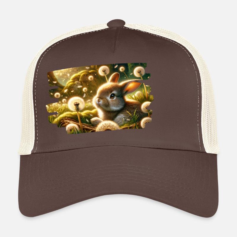 Spring dream with rabbit among dandelions Trucker Cap