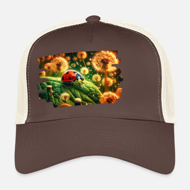 Ladybug in golden dandelion light - Trucker Cap - brown/beige