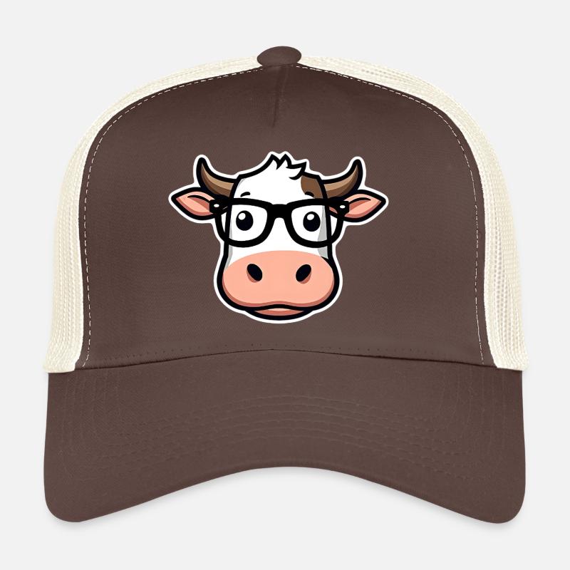 Vache avec des lunettes Casquette trucker 
