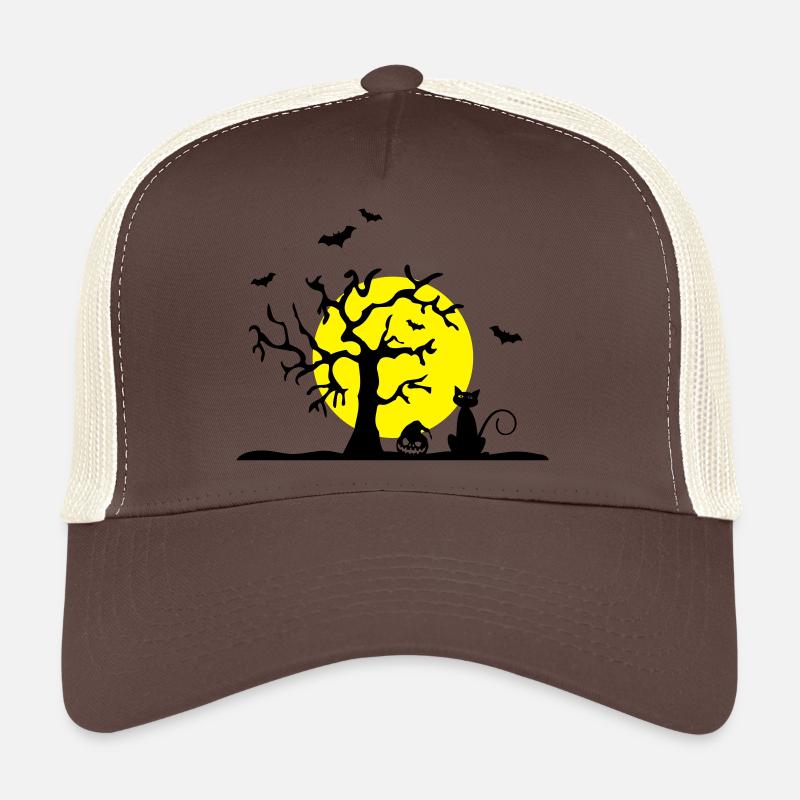 Halloween - Katze und Baum Trucker Cap