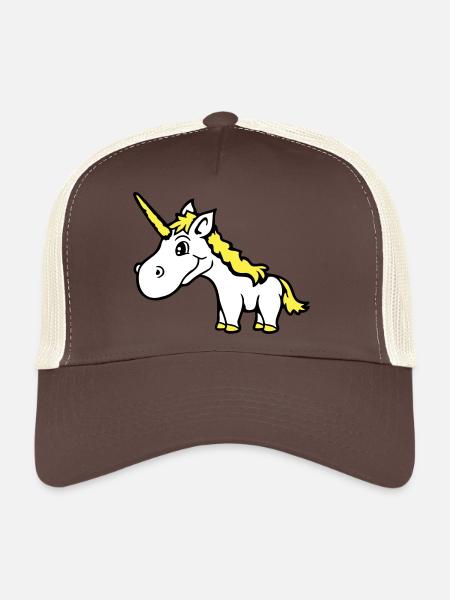 Licorne rose mignon mignon sympathique cheval de dessin animé - Casquette trucker  - marron/beige - Devant