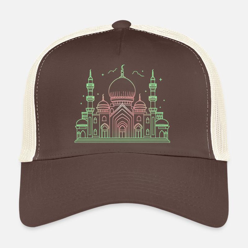 Mosqué étoile croissant stylisée vert ou noir Casquette trucker 