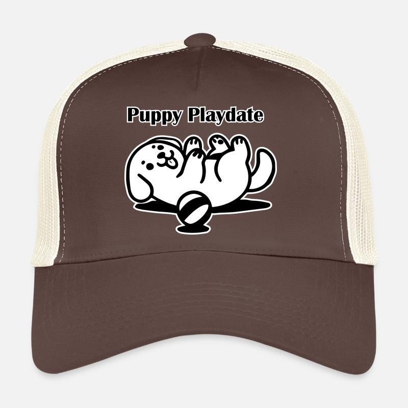 Welpe spielt mit Ball - Puppy Playdate Design Trucker Cap