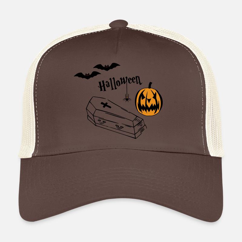 Halloween Kürbis Silhouette - Trucker Cap - Braun/Beige