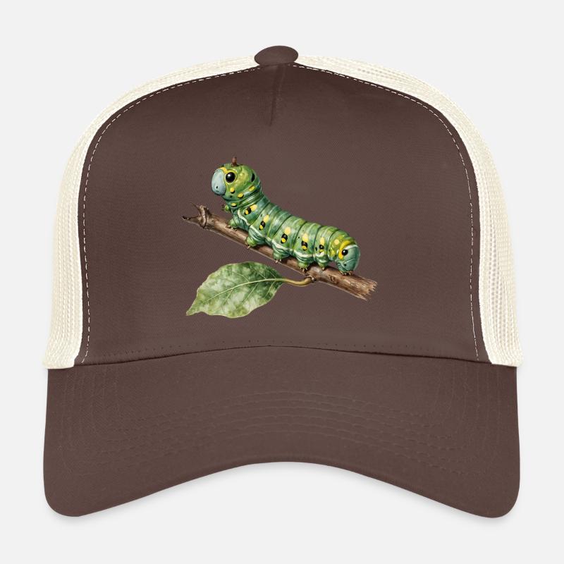 Chenille Papilio Machaon caterpillar sur branche Casquette trucker 