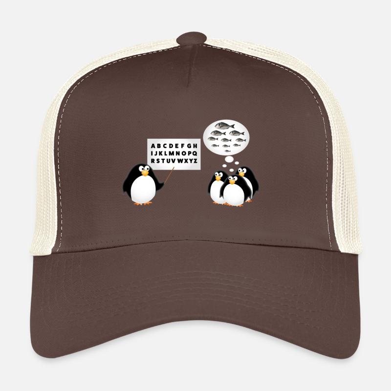 Schule - Pinguin - Trucker Cap - Braun/Beige