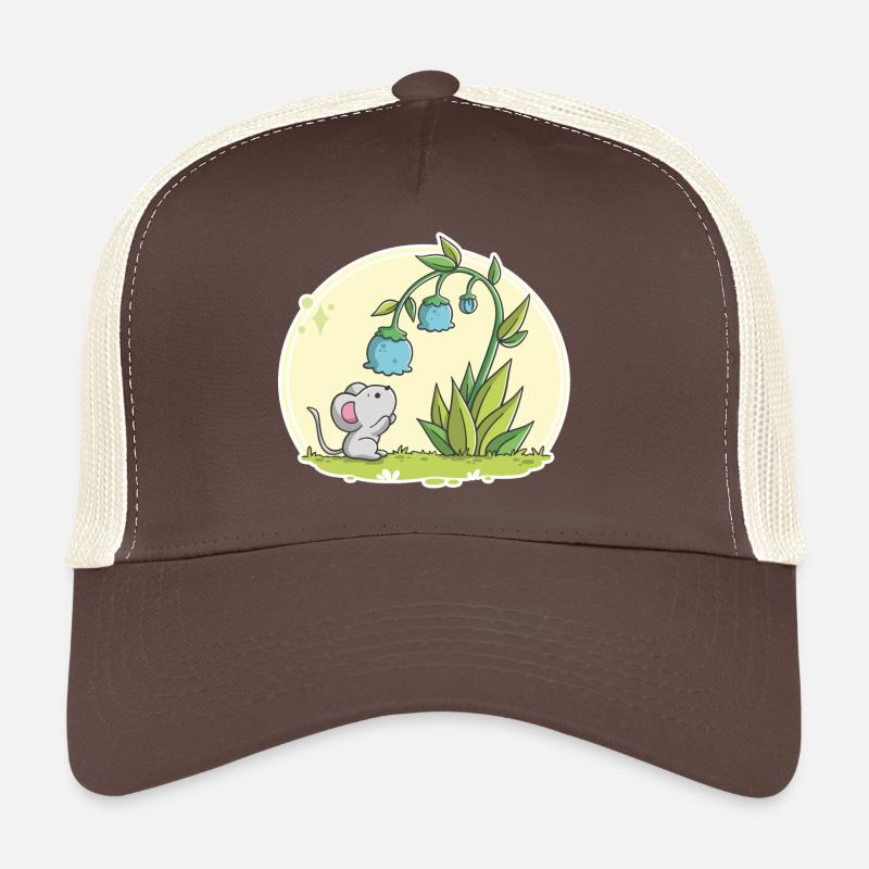 Souris mignonne regardant dans une fleur Casquette trucker 