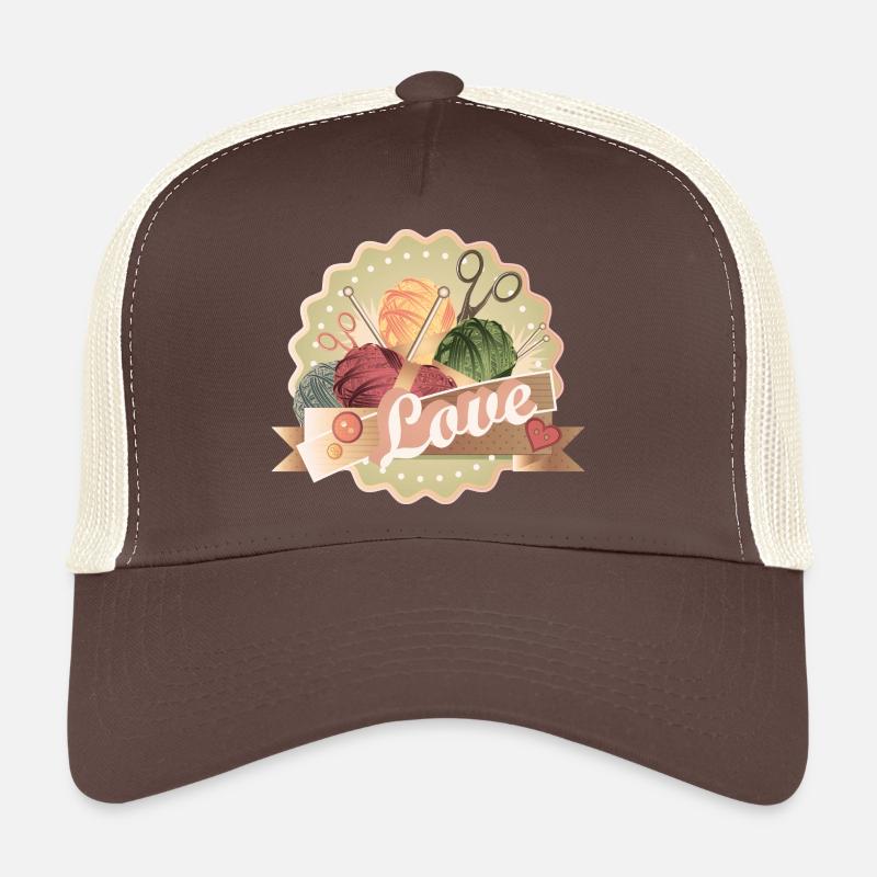 Vintage Wollknäuel Patch mit Stricknadeln & Herz Trucker Cap