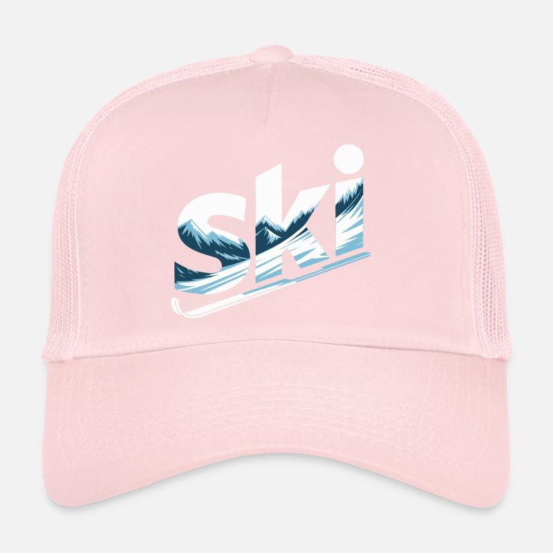 Ski Mountain Panorama Typo Design Trucker Cap
