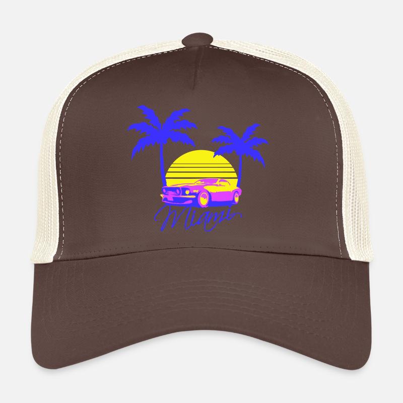 Miami USA Cool Oldtimer Auto Sonne Amerika Florida Trucker Cap